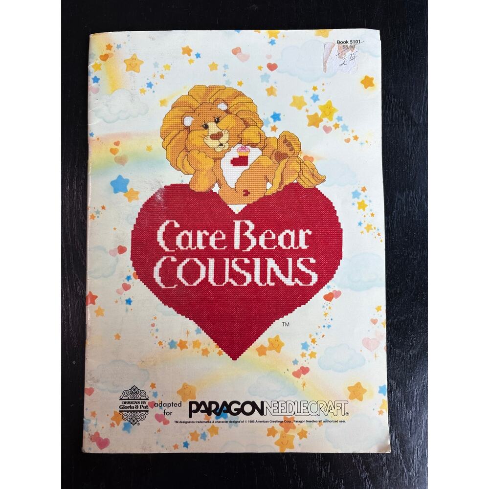 Care Bear Cartoon Cousins 1985 Paragon Needlecraft Cross Stitch Patterns- hearts